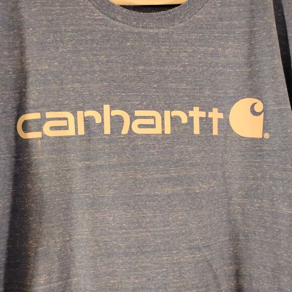 Carhartt tshirt mens L Large blue spellout graphic logo tee loose fit work wear - Picture 3 of 8